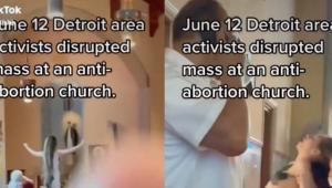 Meztelenre vetkőzött egy abortuszellenes egyház miséje közben egy aktivista Detroitban