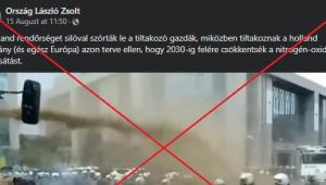 Nagyot fut egy videó arról, hogy állítólag tiltakozó holland gazdák szalmával fújják le a rendőröket