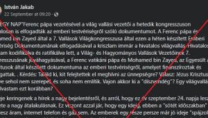 Nem, nem jelentette be Ferenc pápa, hogy “kriszlám” néven egy új keresztény-iszlám hibrid világvallás jön létre