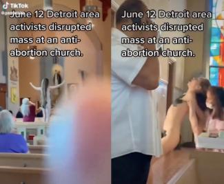 Meztelenre vetkőzött egy abortuszellenes egyház miséje közben egy aktivista Detroitban