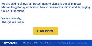 Tiltakozó levelekkel bombázná a Ryanair Nagy Mártont