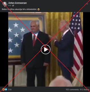 Nem igaz, hogy Joe Biden tévedésből egy veterán hátát tüntette ki egy júliusi ünnepségen 