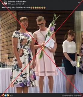 Egy rózsaszín ruhába öltözött férfiról terjesztik, hogy az észt elnök fia, csakhogy ez nem igaz