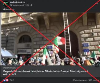 Dühöngő, EU-s zászlót letépő olaszokról fut körbe egy videó Facebookon, pedig a felvétel közel tíz éves