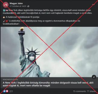Egy New York-i bírósági ítélettel kampányol a Mi Hazánk az oltatlanok munkahelyeiért, de félreértik a bíróság döntését