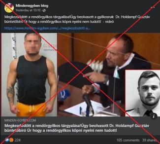 Egy 2021-es videó terjed azzal, hogy az újbudai rendőrgyilkos tárgyalását látni rajta 