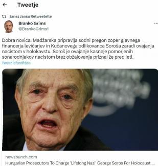 Orbán szlovén szövetségesei is megosztották a hamis hírt, hogy Magyarország vádemelésre készül Soros György ellen