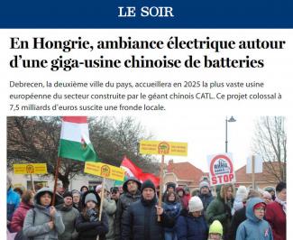 A Debrecen és Mikepércs közé tervezett giga akkumulátorgyárról írt a Le Soir belga napilap