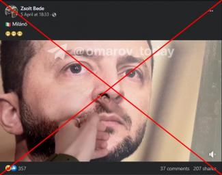 Hamis videó terjed egy eurókat felszippantó olasz Zelenszkij-plakátról 