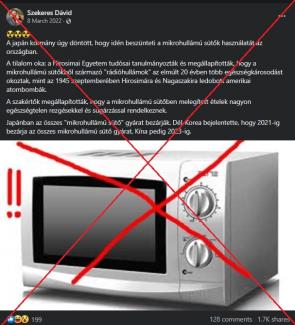 A japán kormány nem tiltotta be a mikrohullámú sütőket