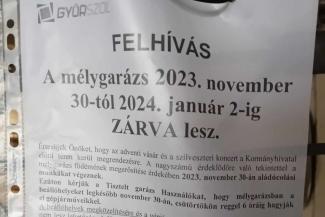 Kiderült, miért zárták le a nagyközönség elől a győri Jókai Parkolóházat